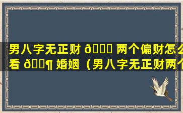 男八字无正财 🐋 两个偏财怎么看 🐶 婚姻（男八字无正财两个偏财怎么看婚姻好不好）